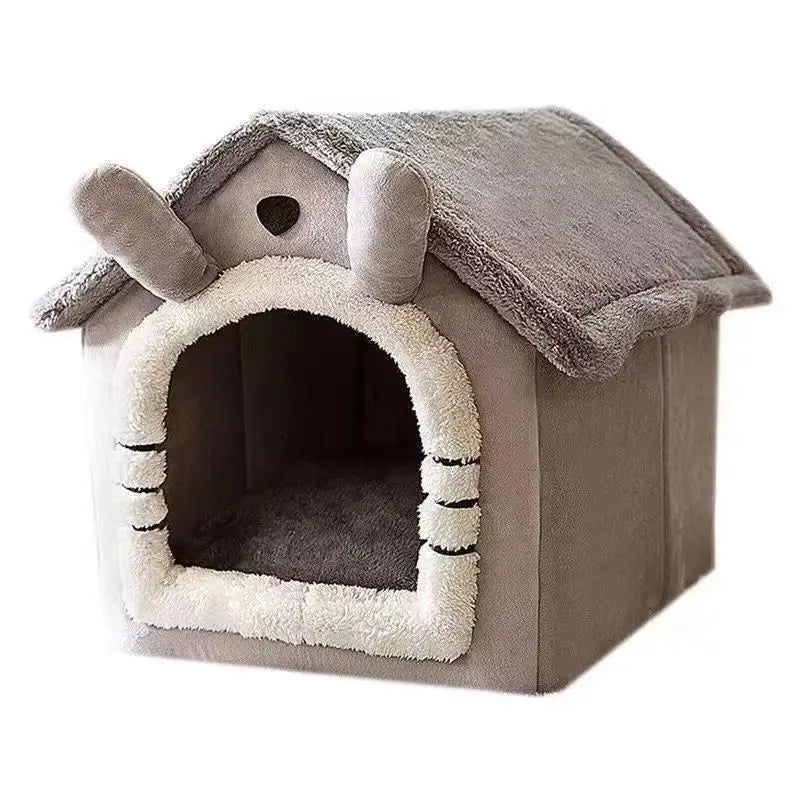 All Season Dog House Bed – Cozy Enclosed Pet Den with Removable Cushion for Small Dogs & Cats
