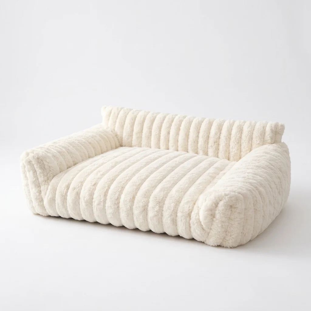 Premium Corduroy Pet Sofa Bed – Soft Fleece Indoor Chair with Supportive Back for Dogs & Cats