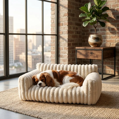 Premium Corduroy Pet Sofa Bed – Soft Fleece Indoor Chair with Supportive Back for Dogs & Cats