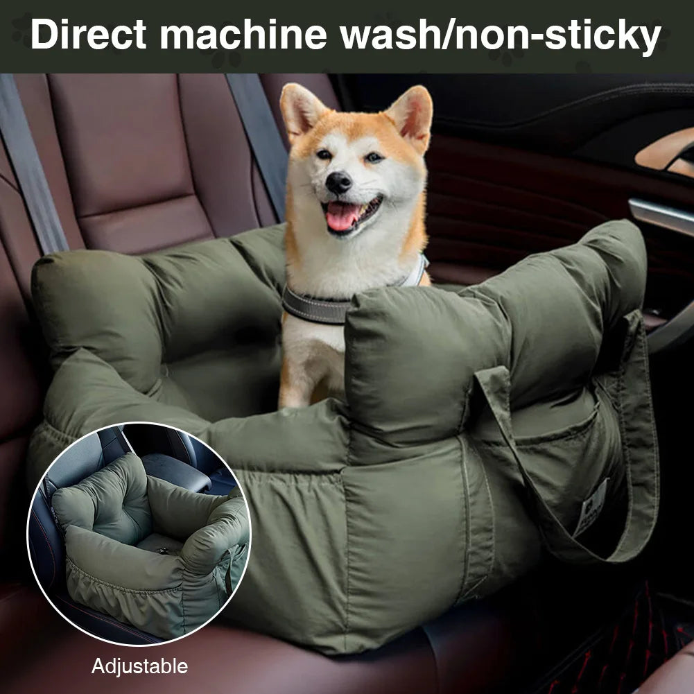Dog Car Booster Seat – Safe Travel Carrier Bed with Seat Belt for Small & Medium Dogs
