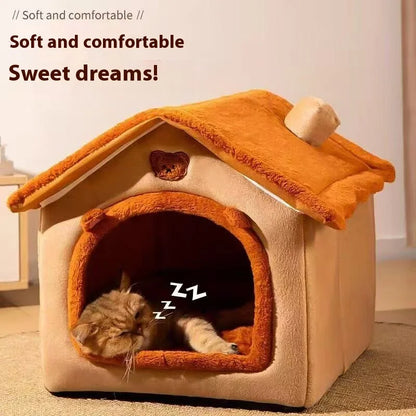 House Style Pet Bed – All Season Removable Washable Dog House for Small Dogs & Cats
