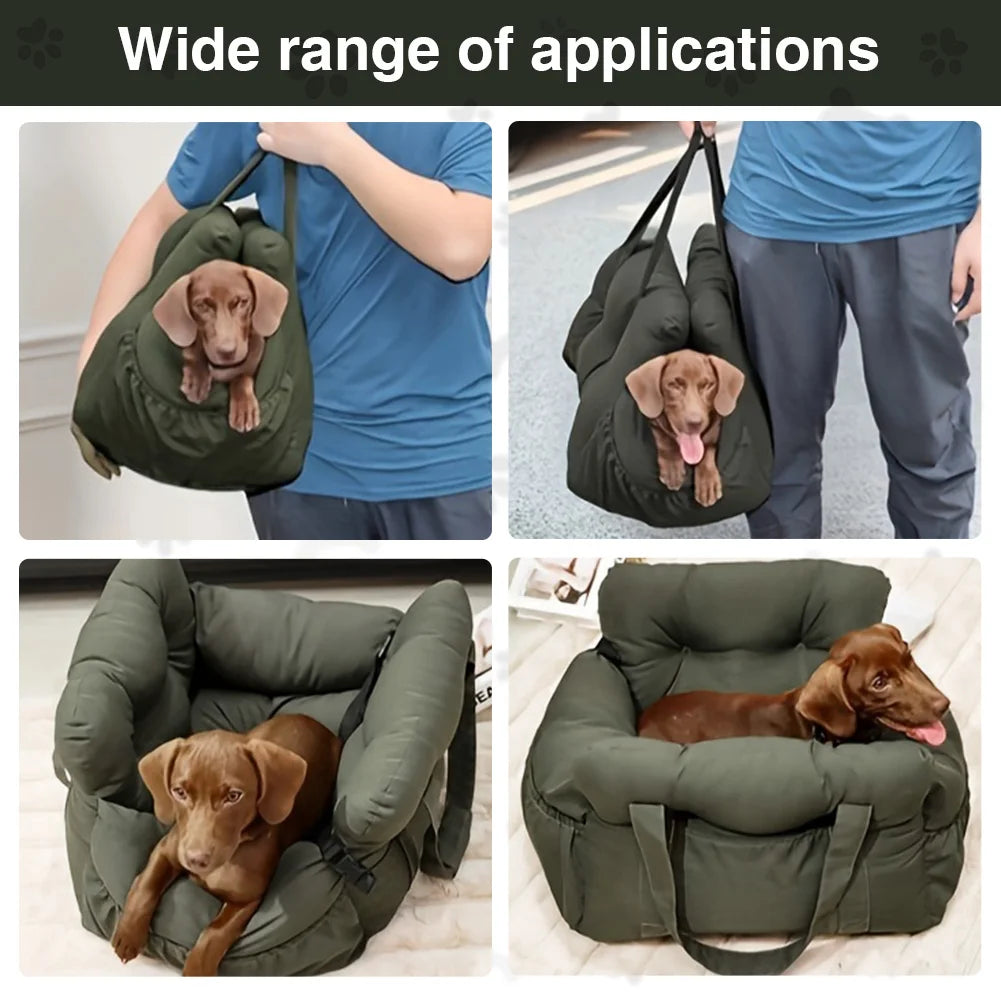 Dog Car Booster Seat – Safe Travel Carrier Bed with Seat Belt for Small & Medium Dogs