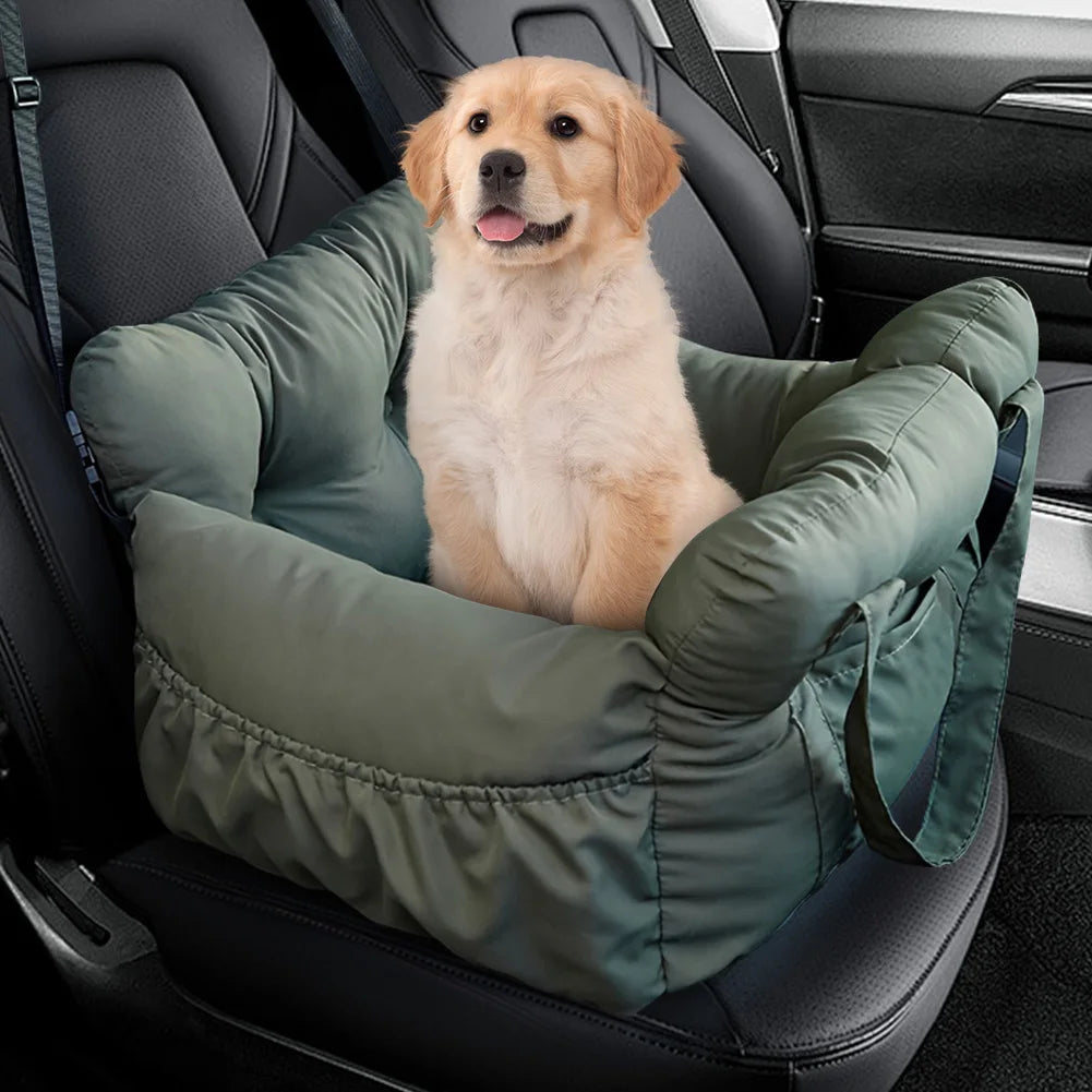 Dog Car Booster Seat – Safe Travel Carrier Bed with Seat Belt for Small & Medium Dogs