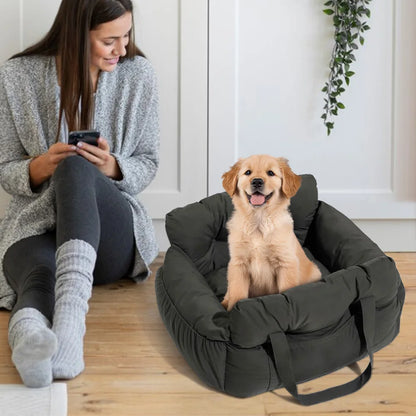 Dog Car Booster Seat – Safe Travel Carrier Bed with Seat Belt for Small & Medium Dogs