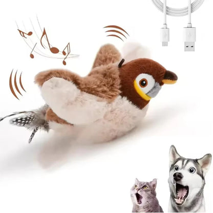 Chirping Bird Cat Toy – Touch-Activated & Rechargeable