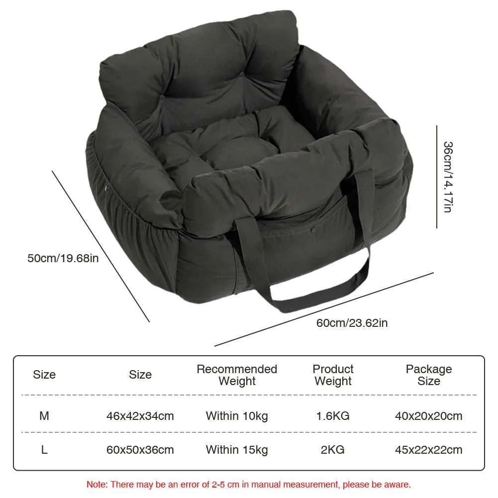 Dog Car Booster Seat – Safe Travel Carrier Bed with Seat Belt for Small & Medium Dogs