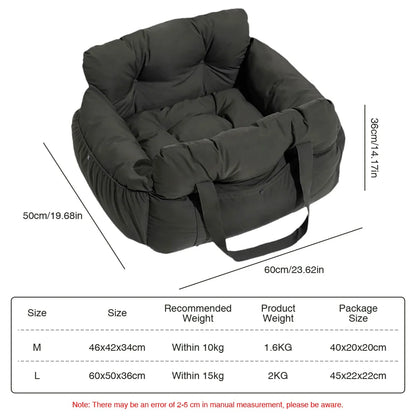 Dog Car Booster Seat – Safe Travel Carrier Bed with Seat Belt for Small & Medium Dogs