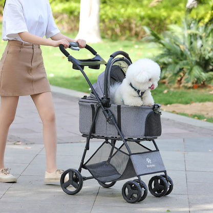 3-in-1 Pet Stroller with Removable Carrier – Foldable All-Terrain Waterproof for Dogs & Cats