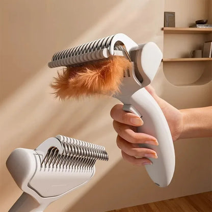Professional Pet Detangling Comb – Curved Stainless Steel Grooming Brush for Long & Thick Hair Dogs & Cats