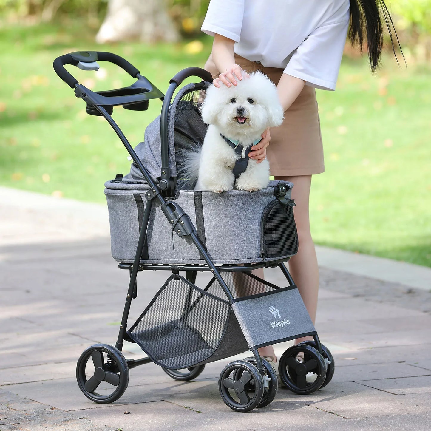3-in-1 Pet Stroller with Removable Carrier – Foldable All-Terrain Waterproof for Dogs & Cats