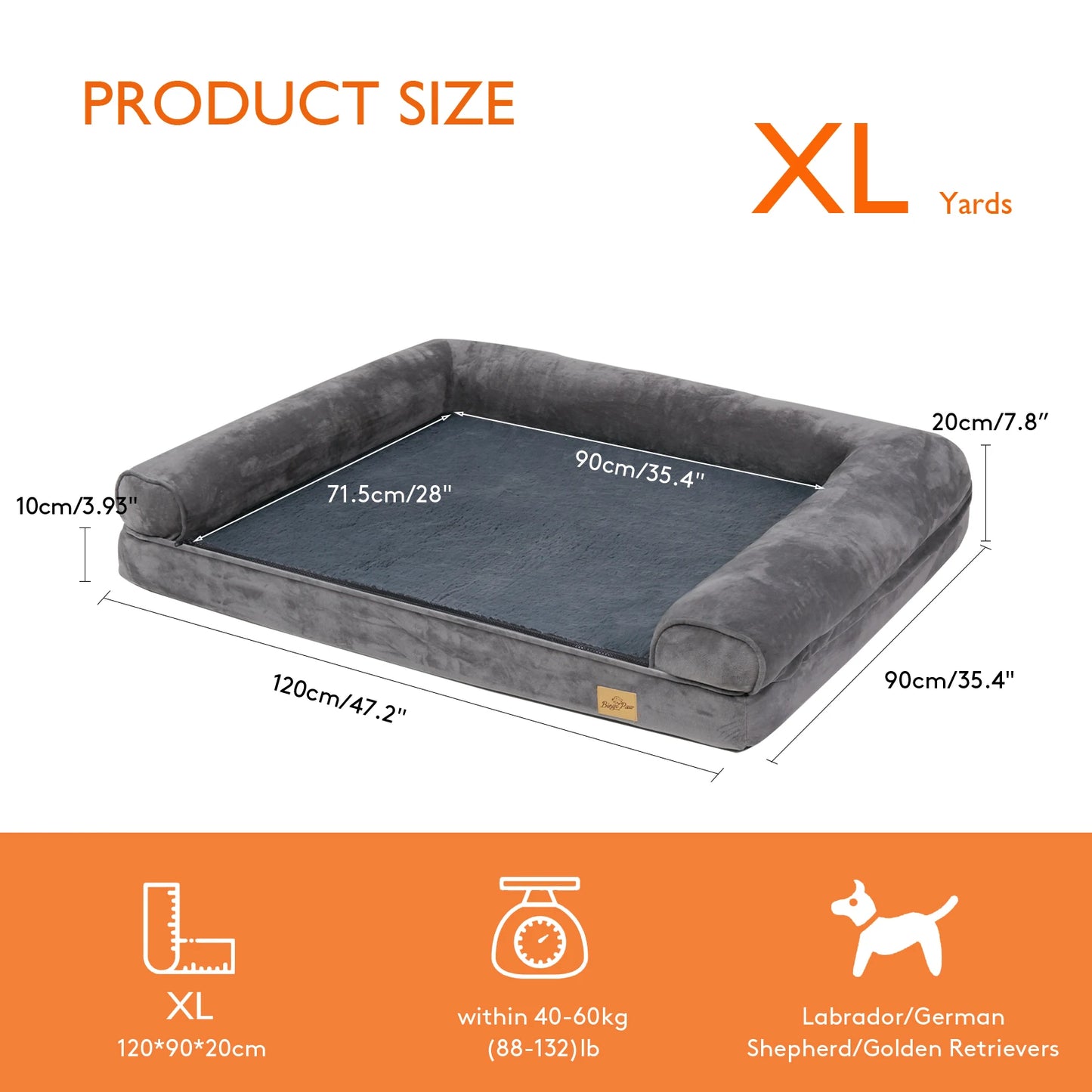 Extra Large Orthopedic Dog Bed – Memory Foam Mattress with Removable Washable Cover