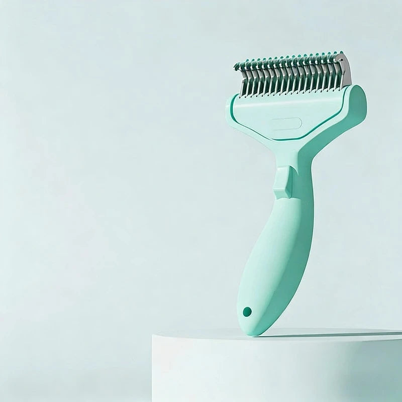 Professional Pet Detangling Comb – Curved Stainless Steel Grooming Brush for Long & Thick Hair Dogs & Cats