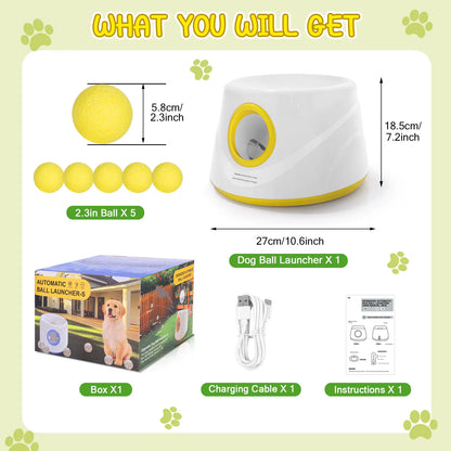 Automatic Dog Ball Launcher with 5 ETPU Balls – Interactive Dog Toy