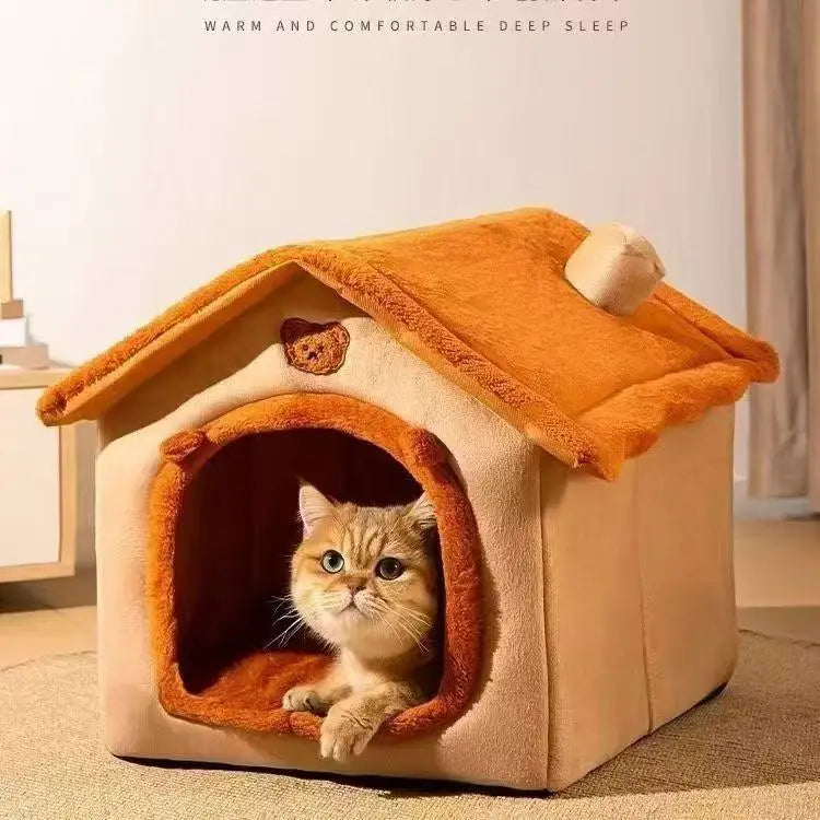 House Style Pet Bed – All Season Removable Washable Dog House for Small Dogs & Cats