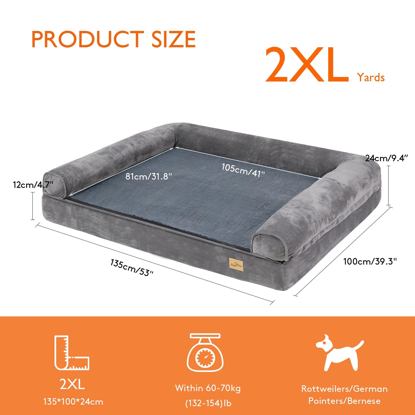 Extra Large Orthopedic Dog Bed – Memory Foam Mattress with Removable Washable Cover