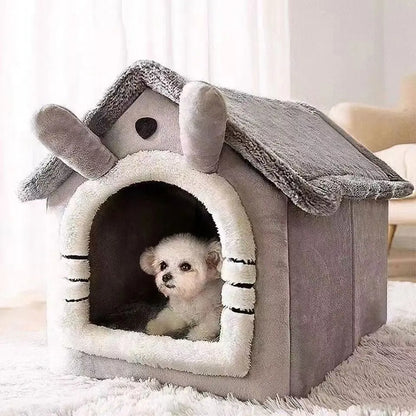 All Season Dog House Bed – Cozy Enclosed Pet Den with Removable Cushion for Small Dogs & Cats