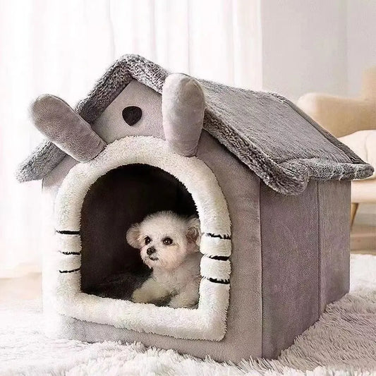 All Season Dog House Bed – Cozy Enclosed Pet Den with Removable Cushion for Small Dogs & Cats