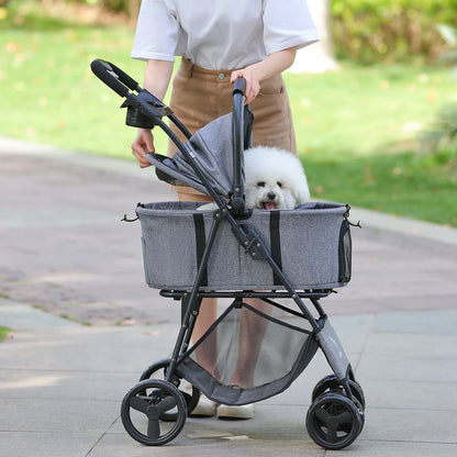3-in-1 Pet Stroller with Removable Carrier – Foldable All-Terrain Waterproof for Dogs & Cats