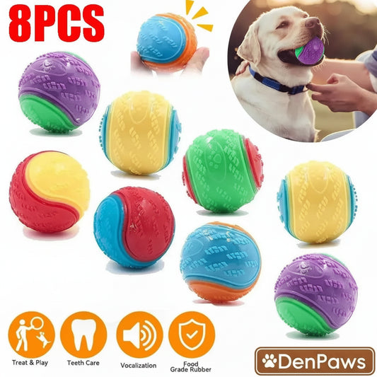 Scooby-Doo Squeaky Dog Balls Set of 8 – Durable Teeth Cleaning Interactive Toy