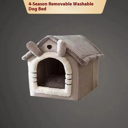 House Style Pet Bed – All Season Removable Washable Dog House for Small Dogs & Cats