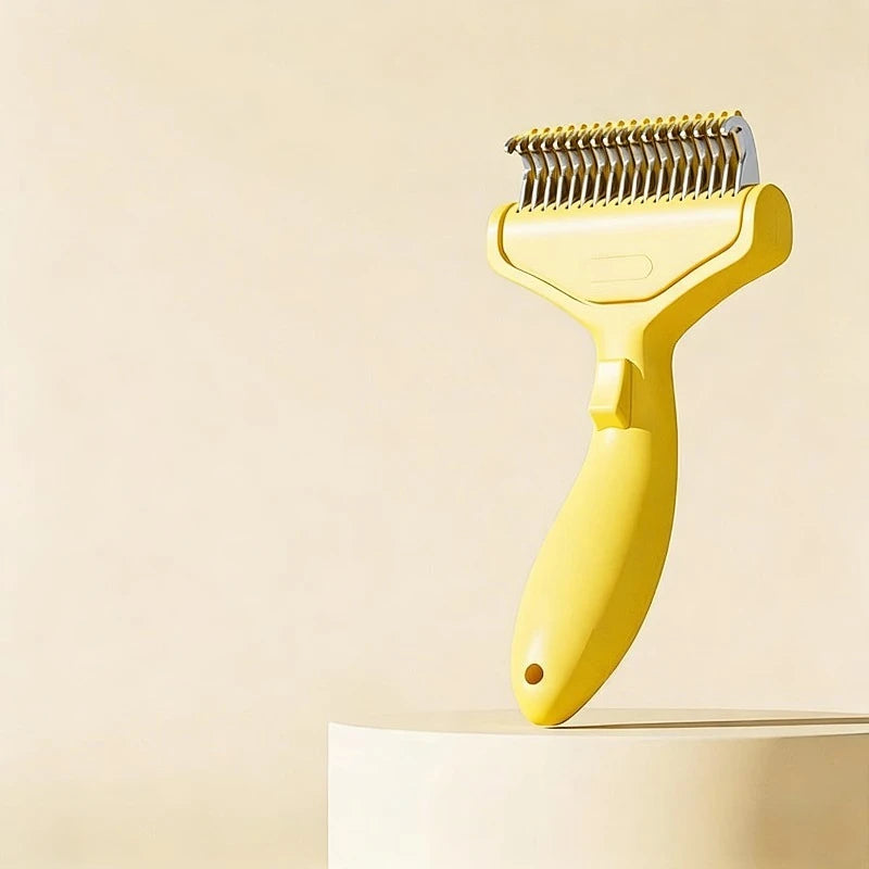 Professional Pet Detangling Comb – Curved Stainless Steel Grooming Brush for Long & Thick Hair Dogs & Cats