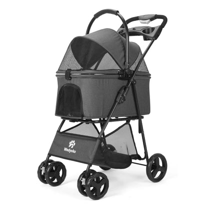 3-in-1 Pet Stroller with Removable Carrier – Foldable All-Terrain Waterproof for Dogs & Cats