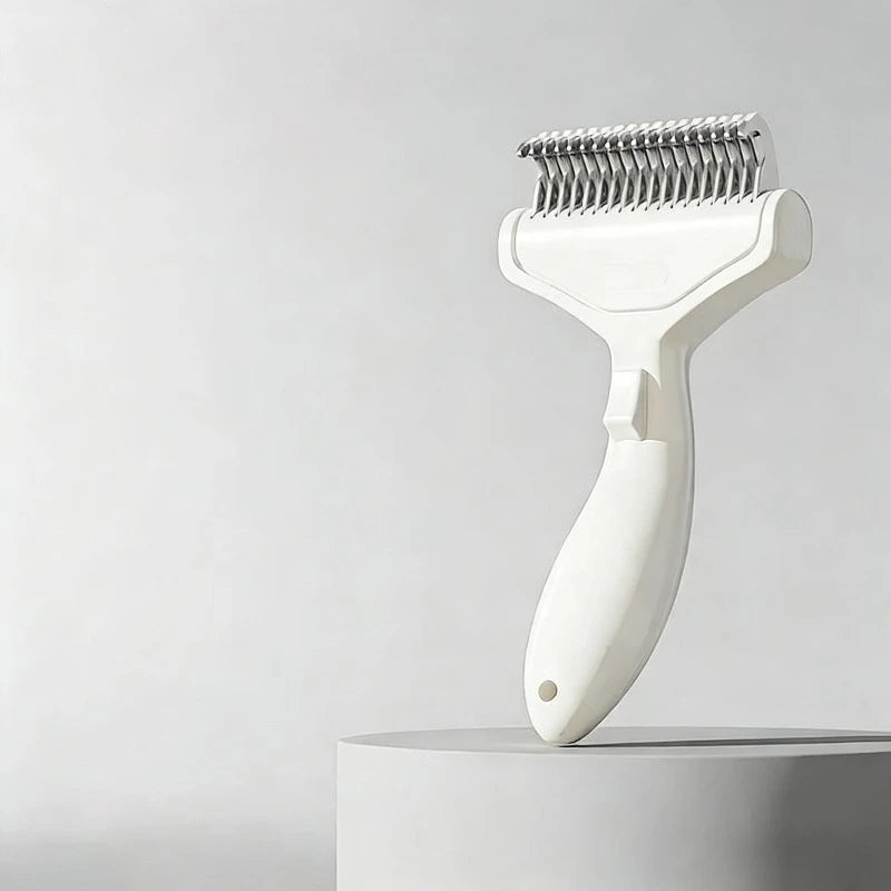 Professional Pet Detangling Comb – Curved Stainless Steel Grooming Brush for Long & Thick Hair Dogs & Cats
