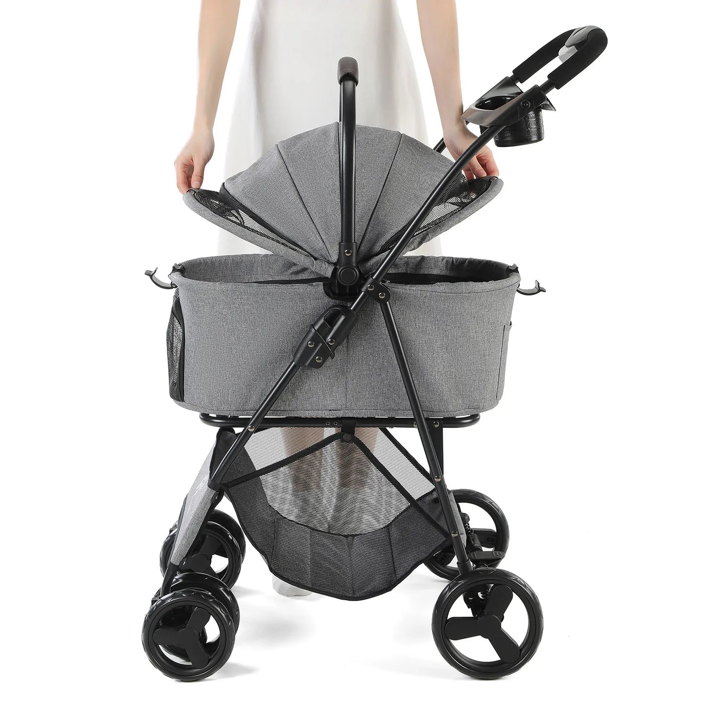 3-in-1 Pet Stroller with Removable Carrier – Foldable All-Terrain Waterproof for Dogs & Cats