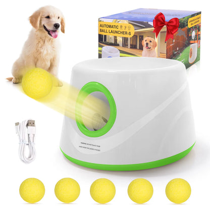 Automatic Dog Ball Launcher with 5 ETPU Balls – Interactive Dog Toy