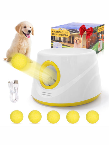 Automatic Dog Ball Launcher with 5 ETPU Balls – Interactive Dog Toy