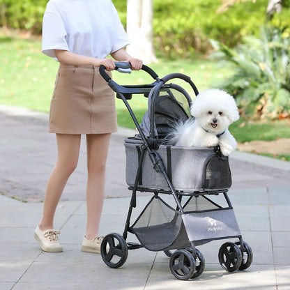 3-in-1 Pet Stroller with Removable Carrier – Foldable All-Terrain Waterproof for Dogs & Cats