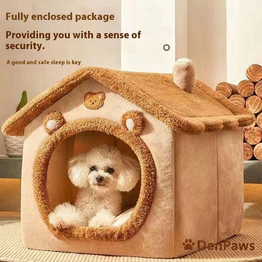 House Style Pet Bed – All Season Removable Washable Dog House for Small Dogs & Cats
