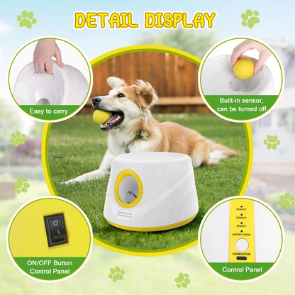 Automatic Dog Ball Launcher with 5 ETPU Balls – Interactive Dog Toy