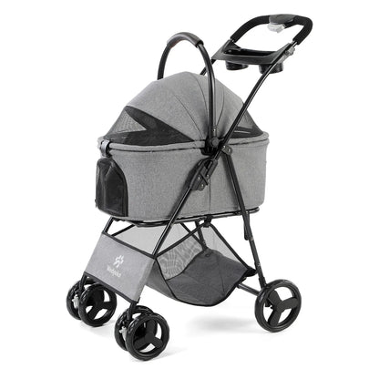 3-in-1 Pet Stroller with Removable Carrier – Foldable All-Terrain Waterproof for Dogs & Cats